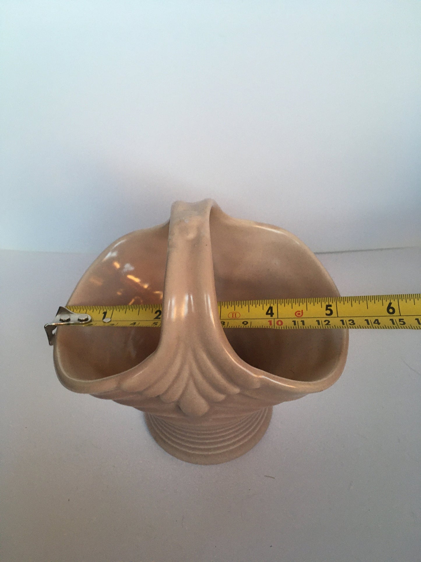 Pink ceramic basket. Govancroft Pottery Ceramic flower Basket.