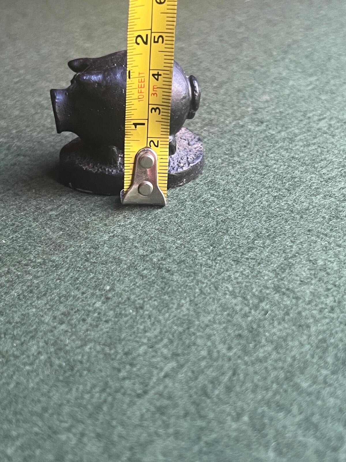 Vintage coal pig figurine. Coal Piglet ornament.