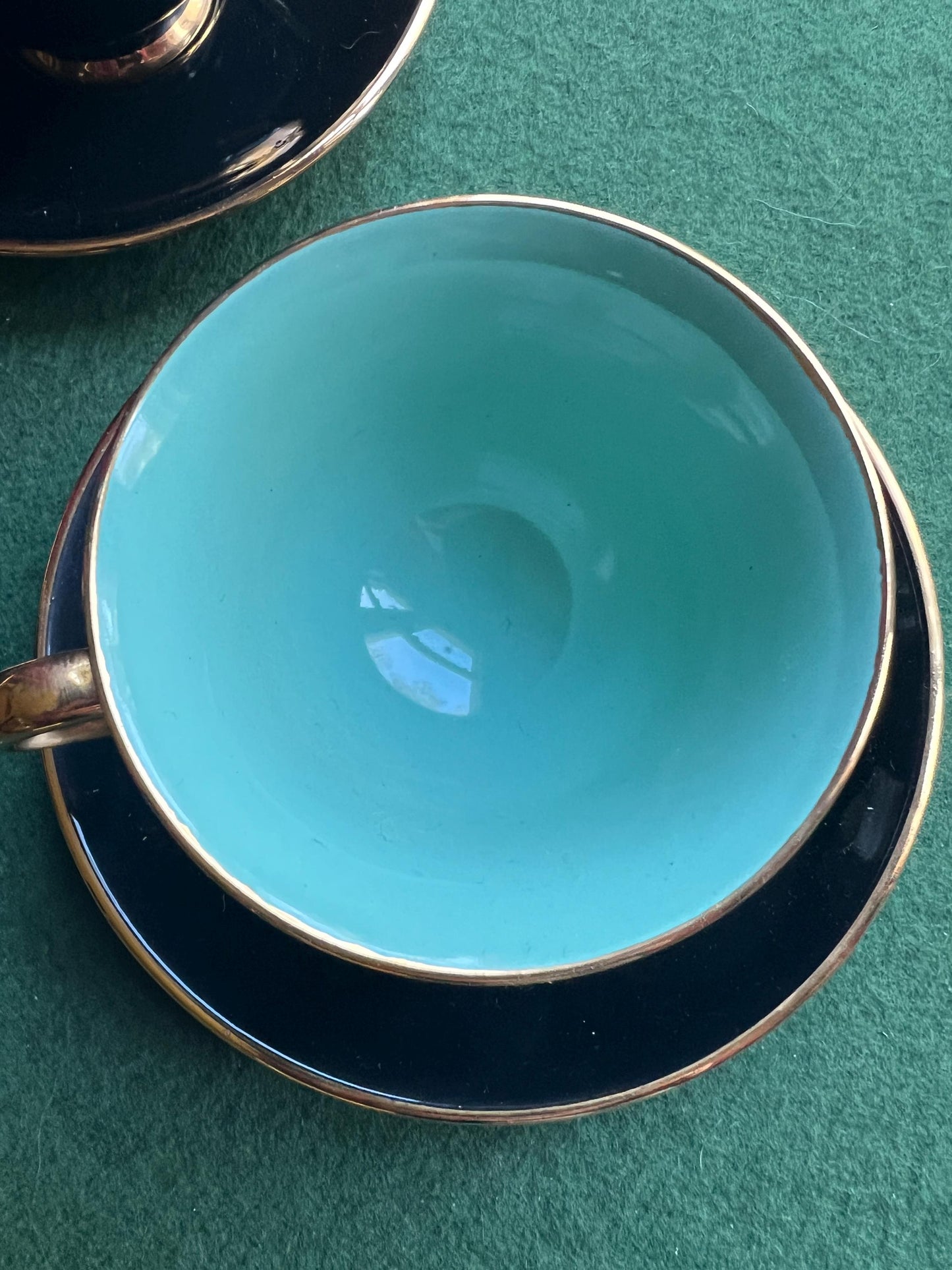 Vintage teacup and saucer set. Stamped Stavangerflint Norway Harlequin Palette 1950s