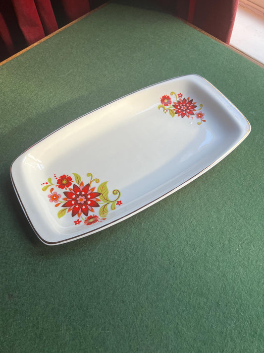 Floral sandwich plate  Made in Romania fS stamp.