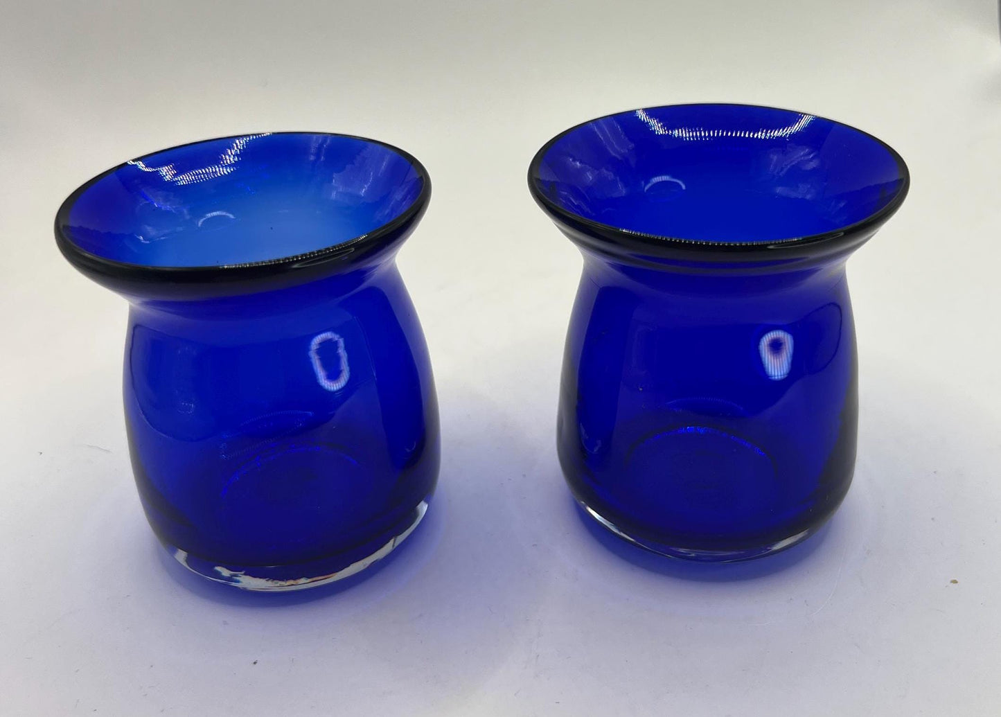 Hand blown cobalt blue studio glass bud posy vases.Scandinavian glass