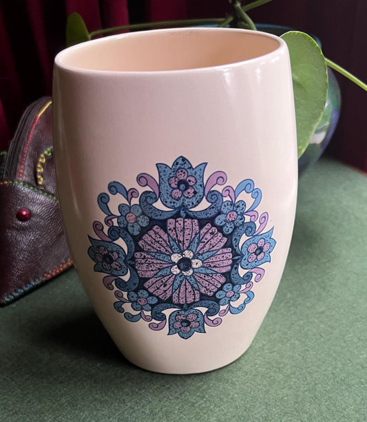 Decorative ceramic flower vase. New Devon Pottery Newton Abbot.