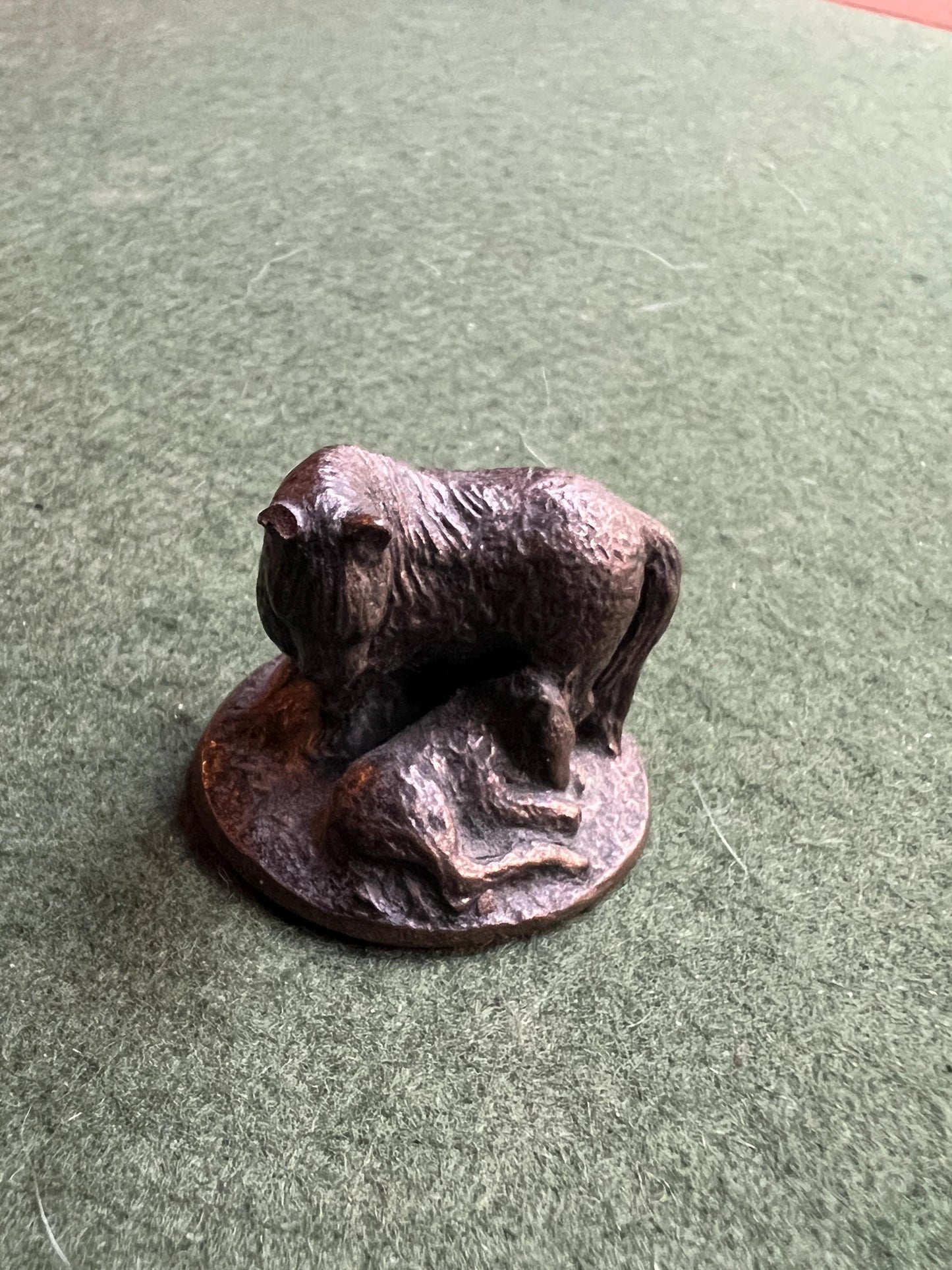 Miniature bronze cast Shetland Pony and foal figurine