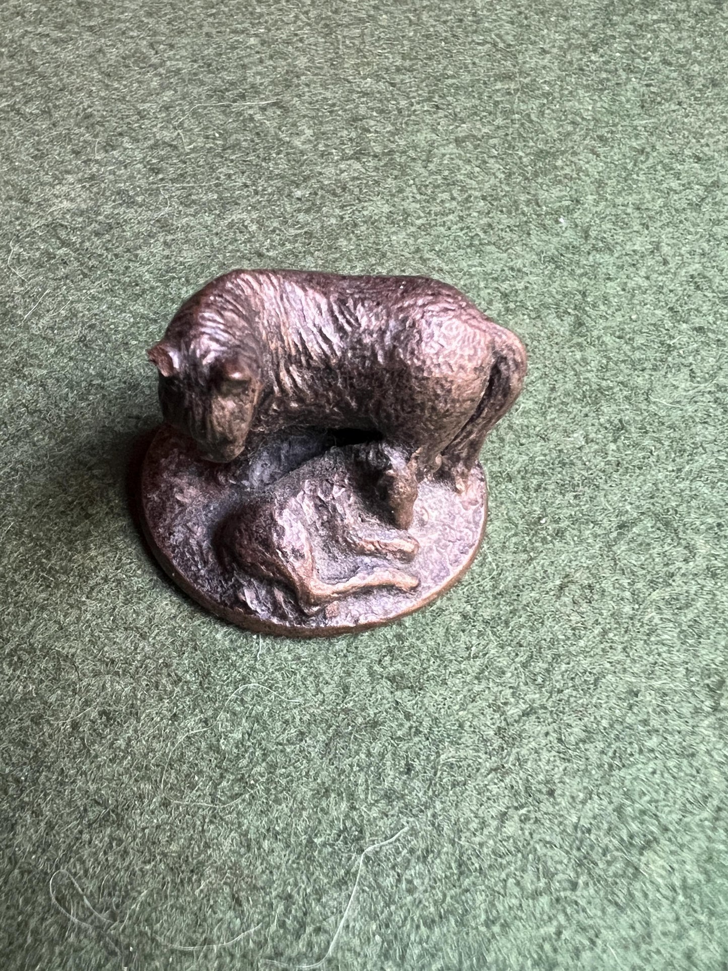 Miniature bronze cast Shetland Pony and foal figurine