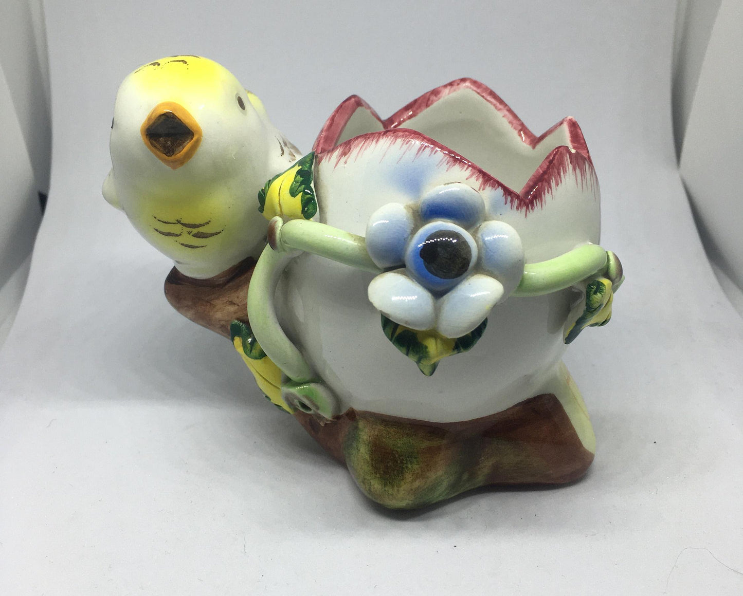 Ceramic chick and egg plant pot. Made in Italy.