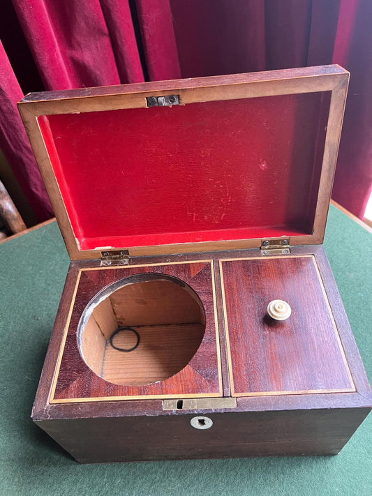 Antique mahogany tea caddy. Beautiful lidded wooden kitchen storage box. Vintage kitchen decor.