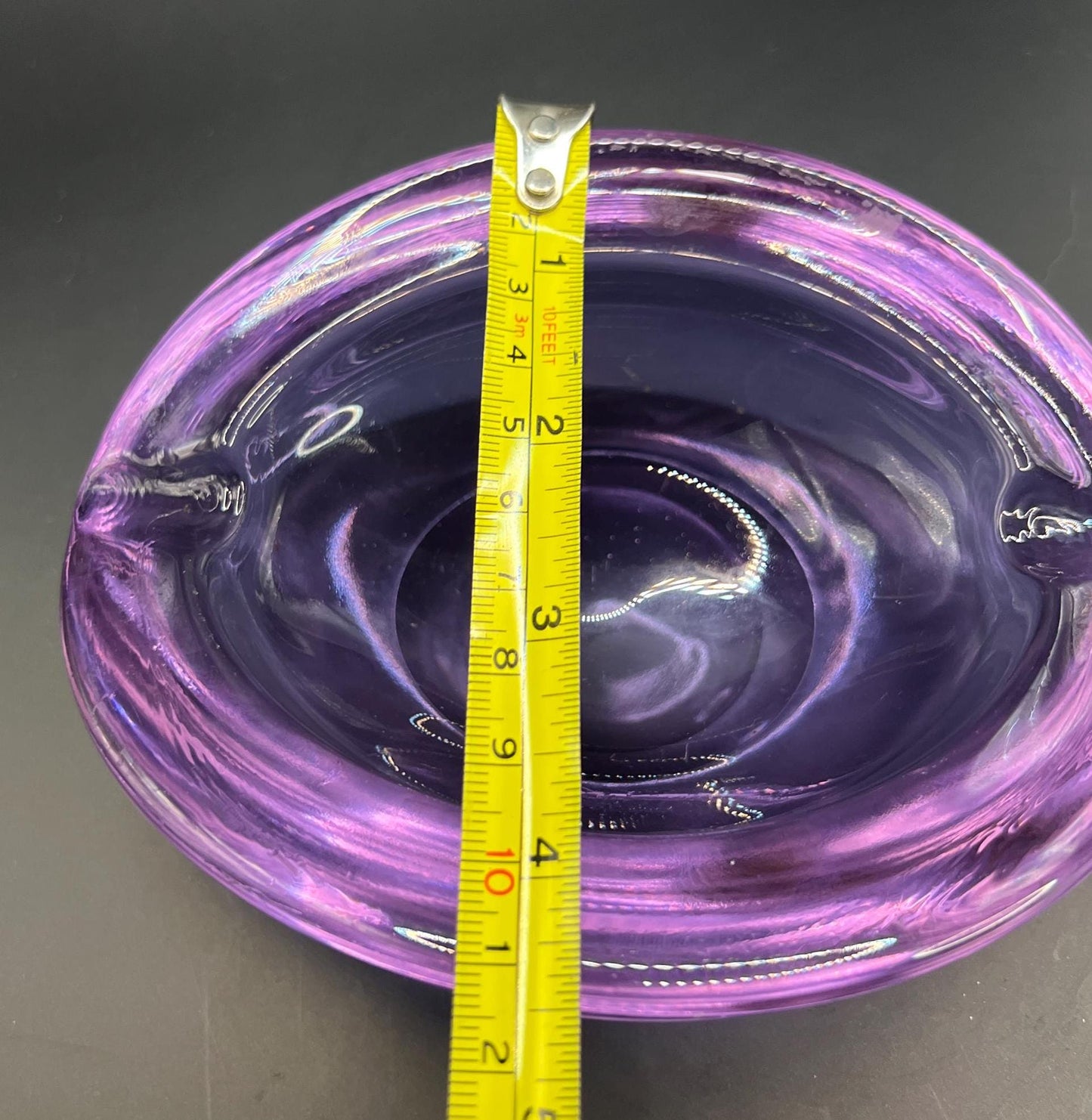 Vintage neodymium alexandrite glass ashtray.