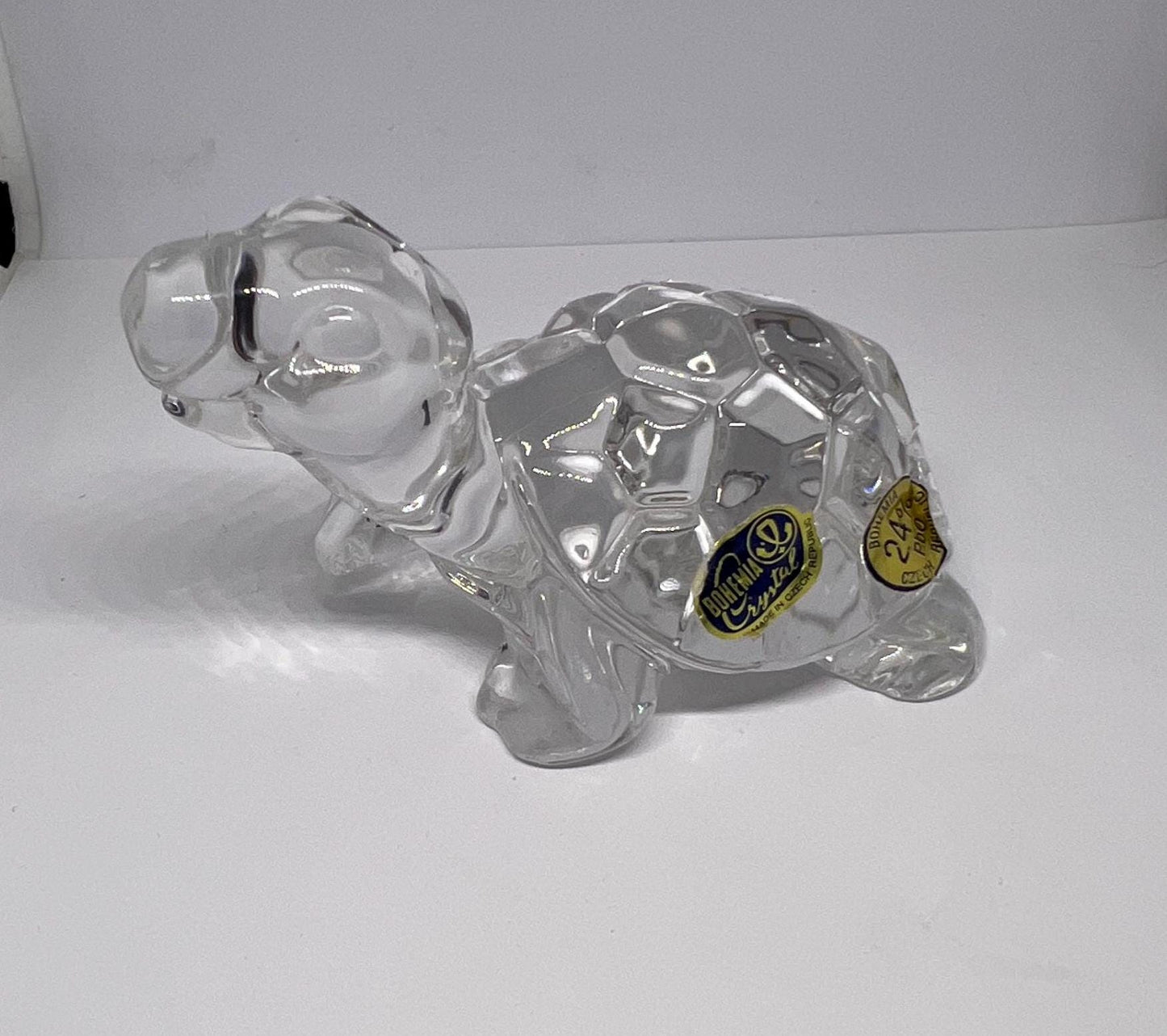 Tortoise Paperweight. Bohemia Czech Republic Lead Crystal Original stickers.