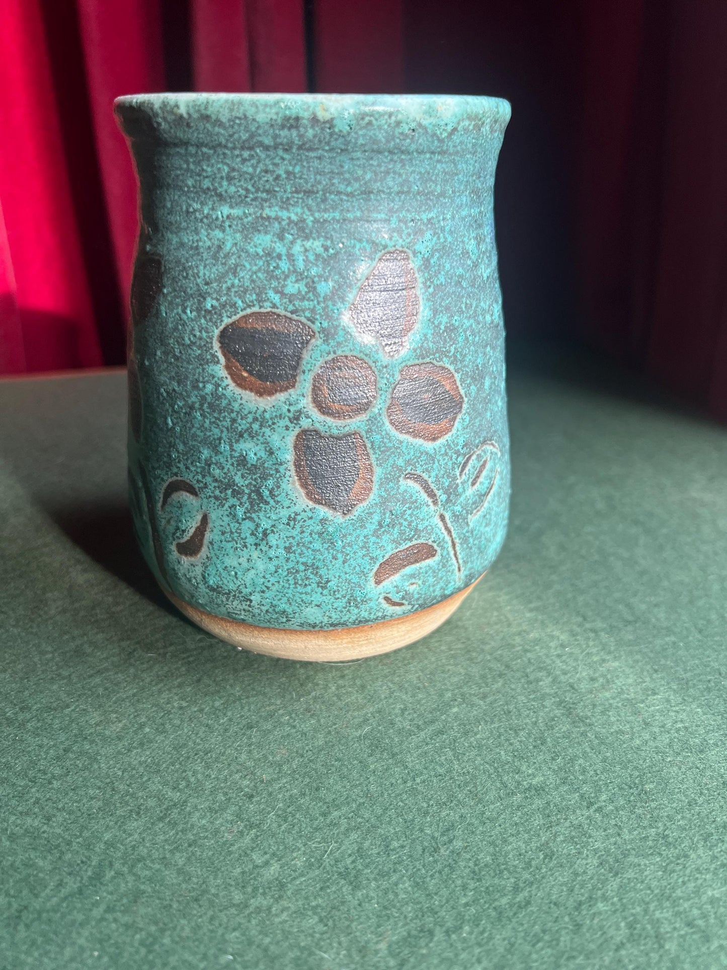 Studio Pottery Stoneware Vase Utensil holder. tamped to base FC C