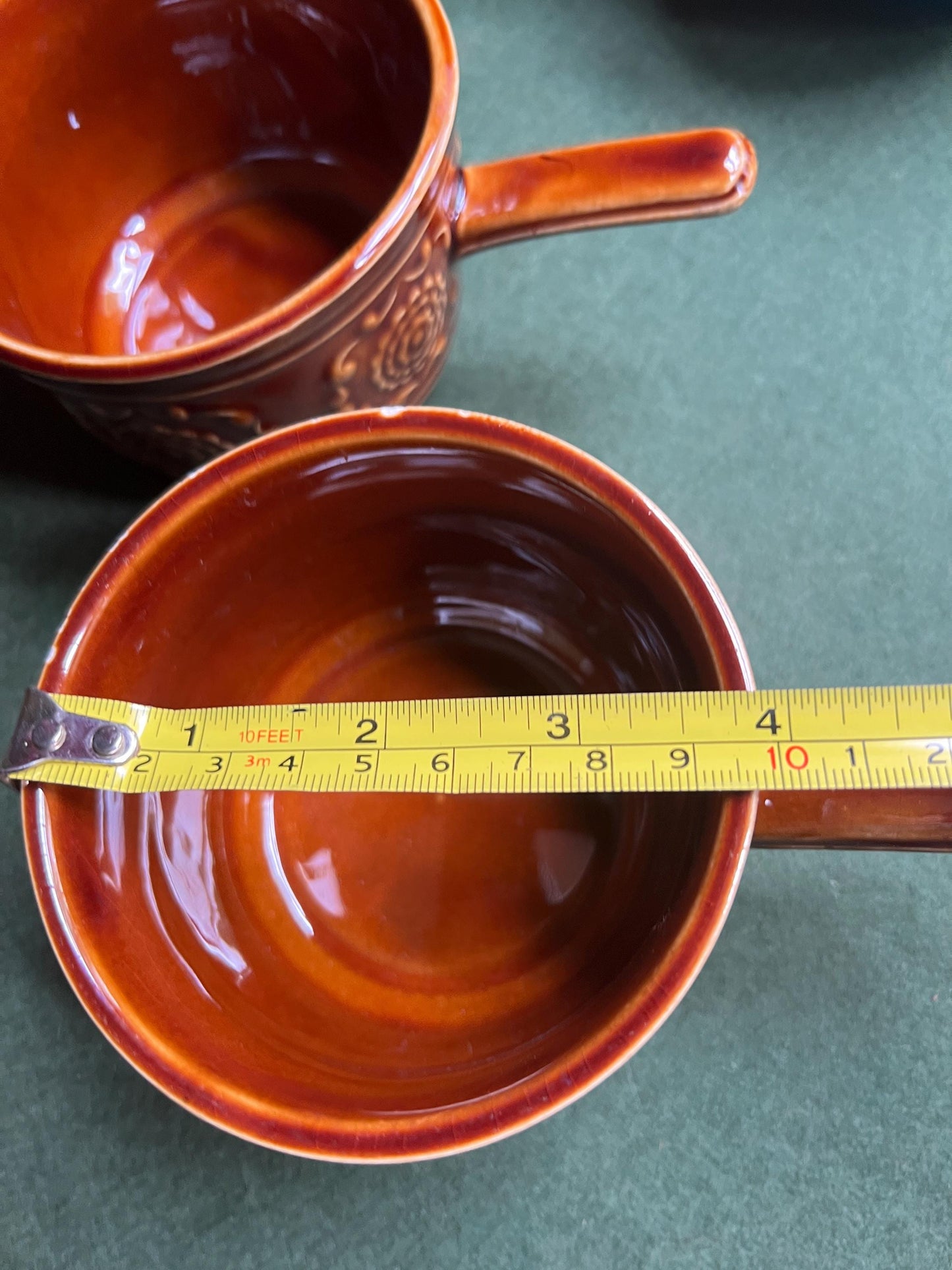 Vintage soup mugs Ceramic handled stew bowls 2 pairs Stamped TAMS.