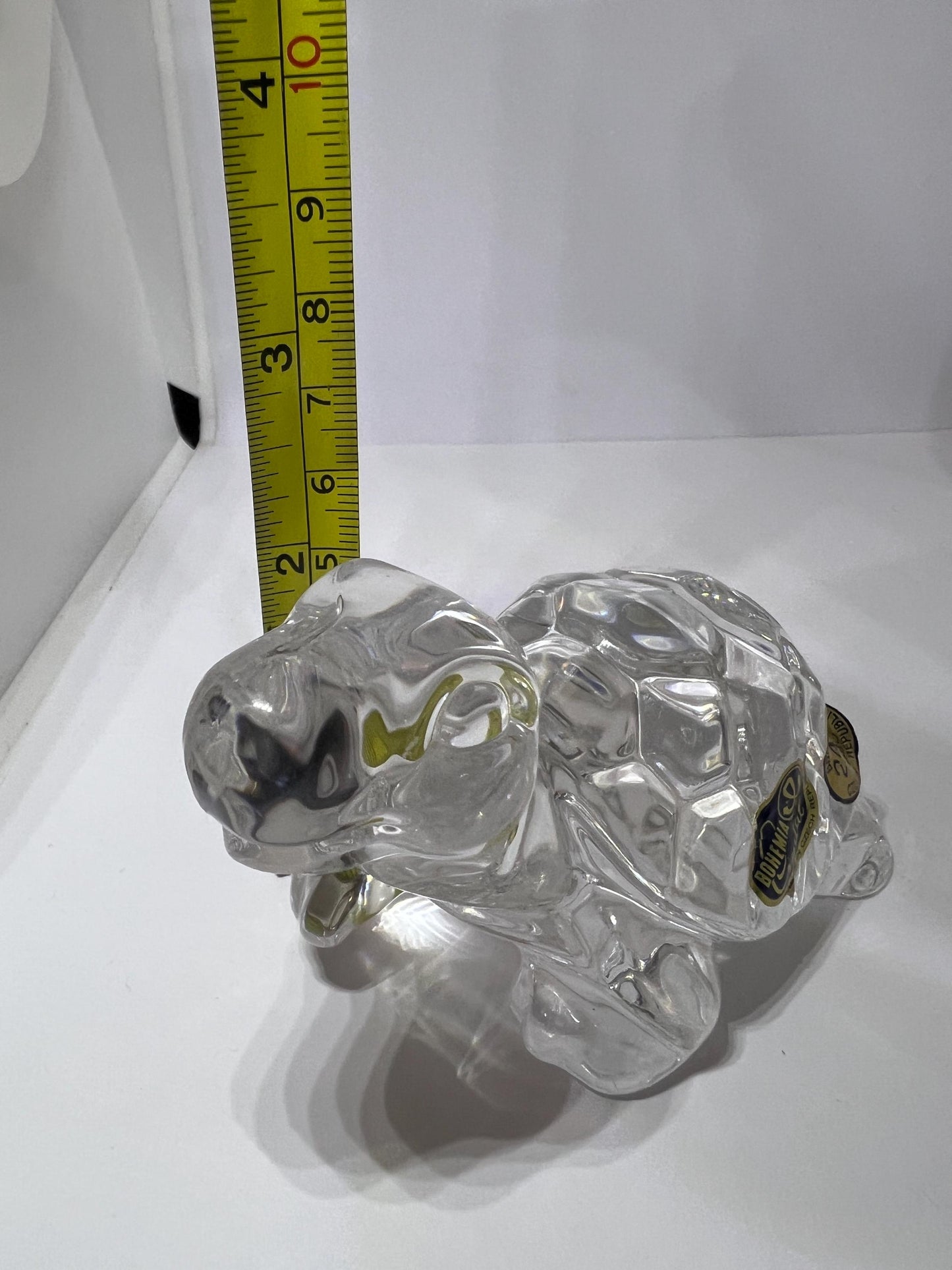 Tortoise Paperweight. Bohemia Czech Republic Lead Crystal Original stickers.