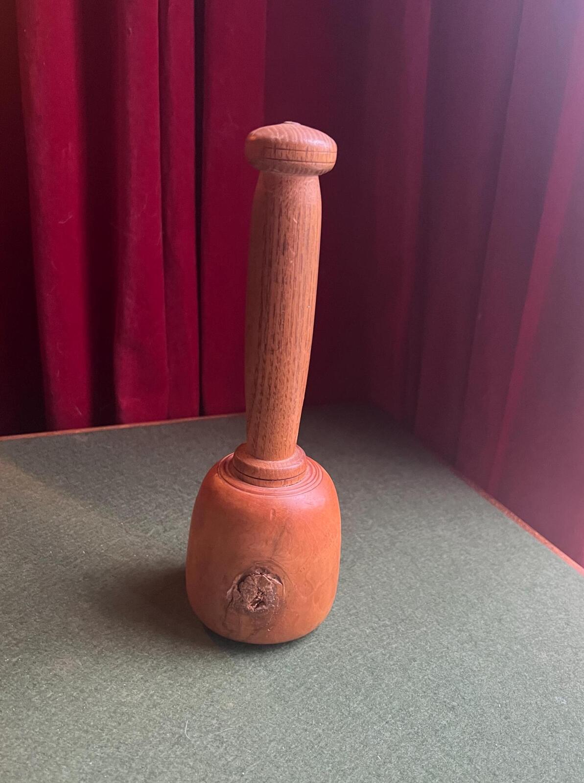 Antique vintage wooden woodworkers mallet. Sculptors carving tool.