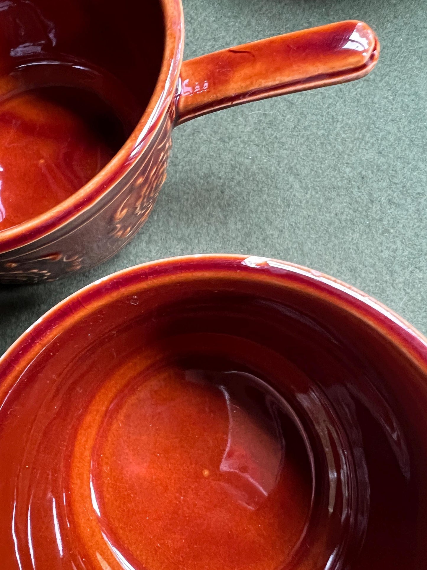 Vintage soup mugs Ceramic handled stew bowls 2 pairs Stamped TAMS.
