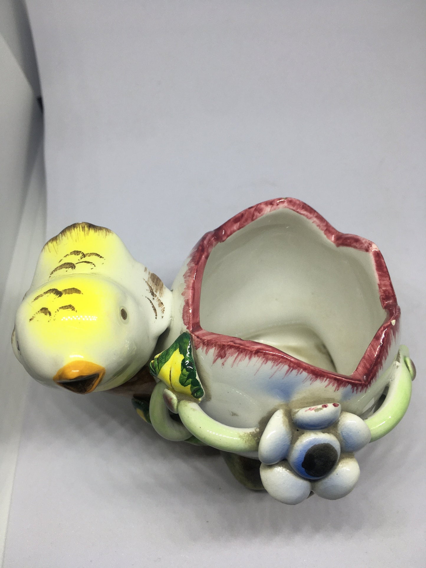 Ceramic chick and egg plant pot. Made in Italy.