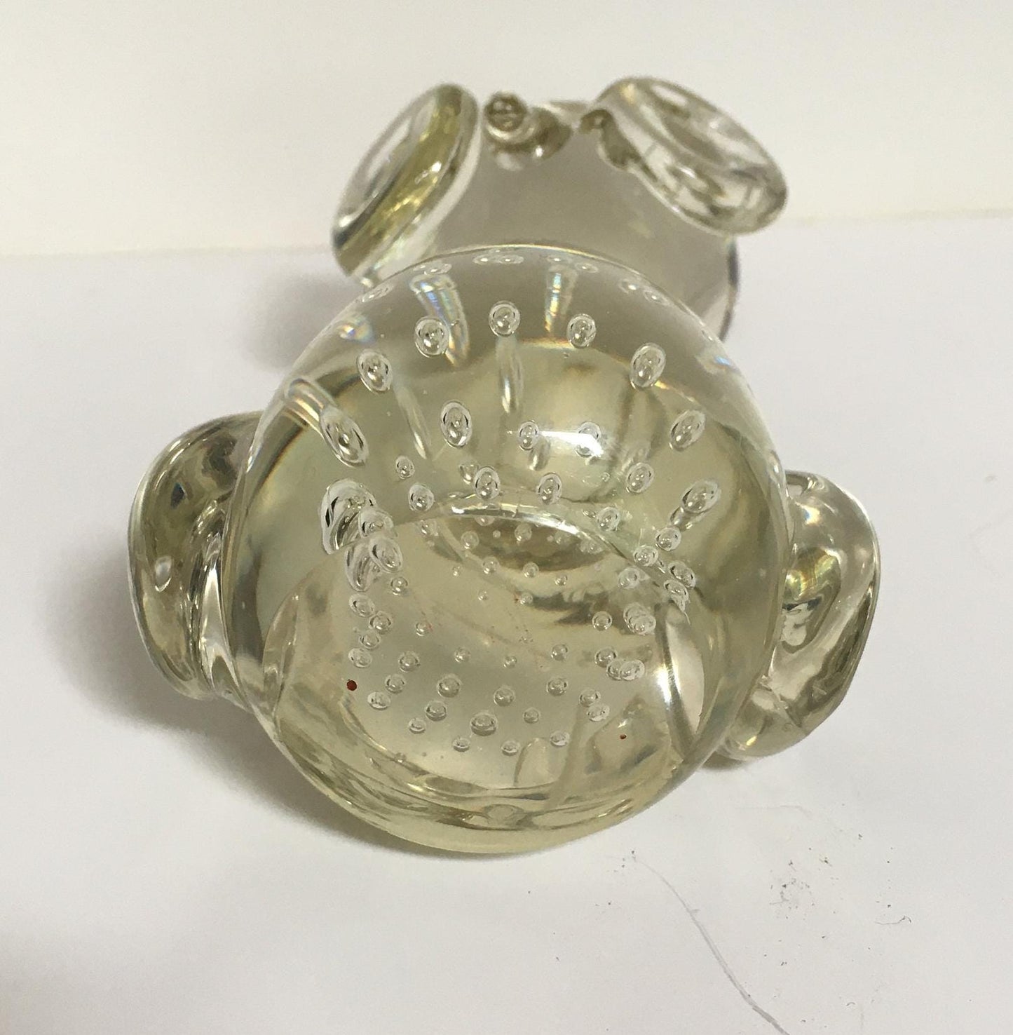 Quirky Blown glass big eyed owl figurine paperweight.