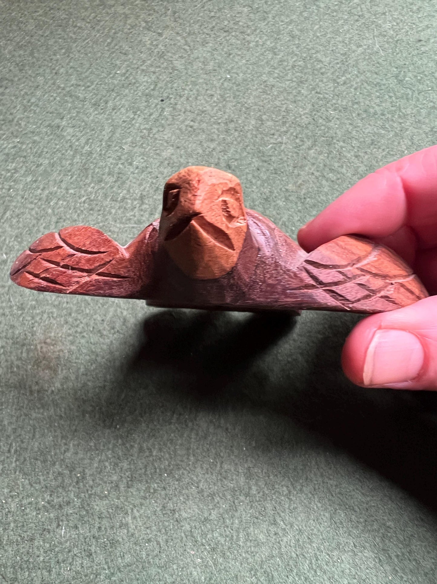 Hand carved Monkey wood swimming turtle figure.