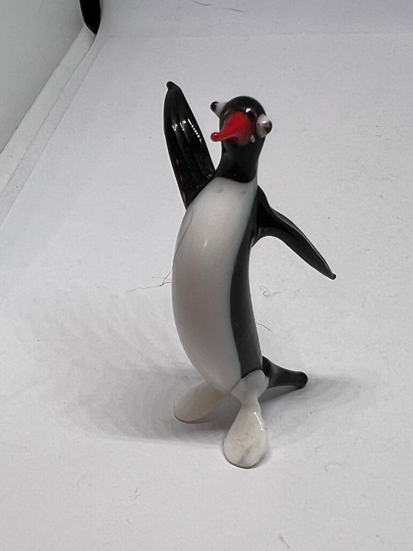 Vintage end of day glass animals. Penguin Swan standing dog sitting dog. Murano style miniature glass animals.