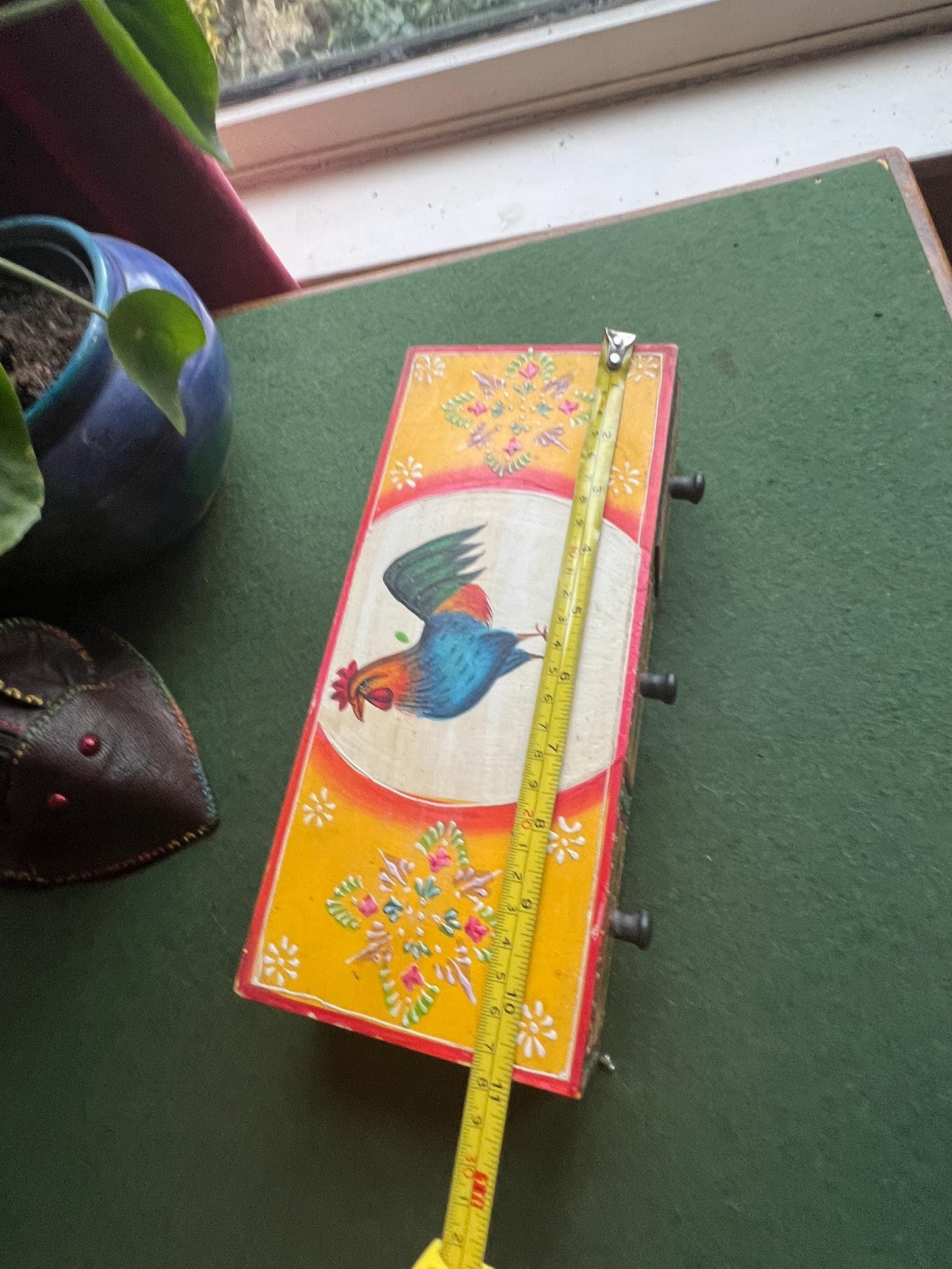 Retro kitchen hand painted rooster design spice drawers.