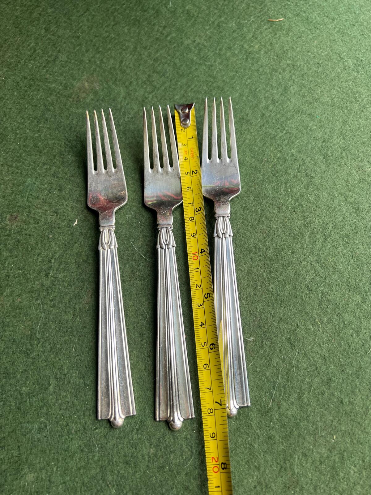 Danish Silver plated forks. Stamped GBS Prima Solvplet. 2 sets of 8 available. Silver plated flatware.