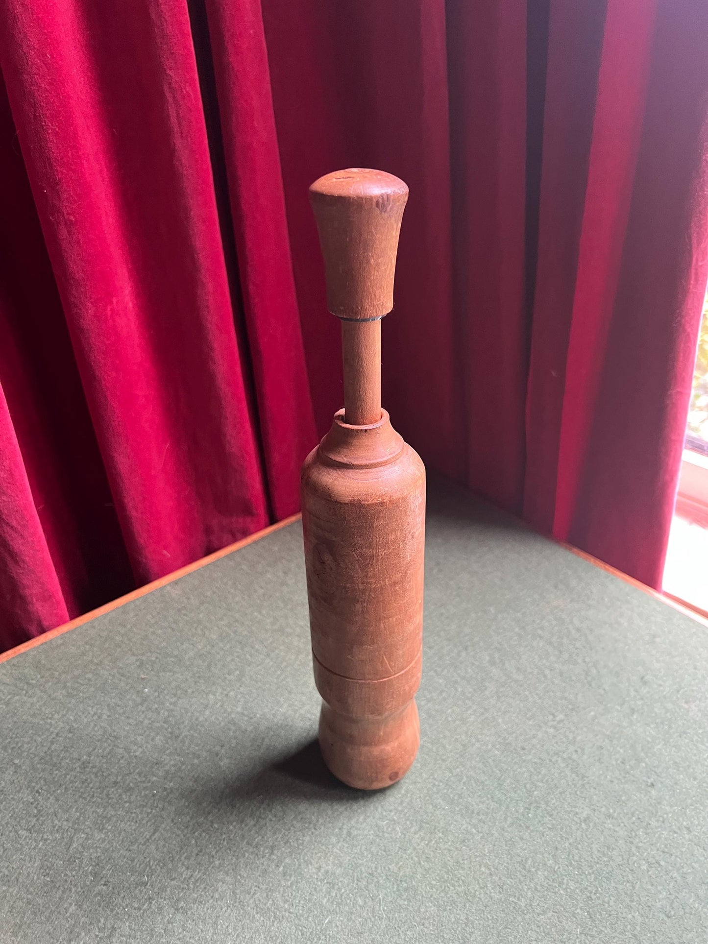 Antique wooden wine bottle corker. Manual bottle corker.