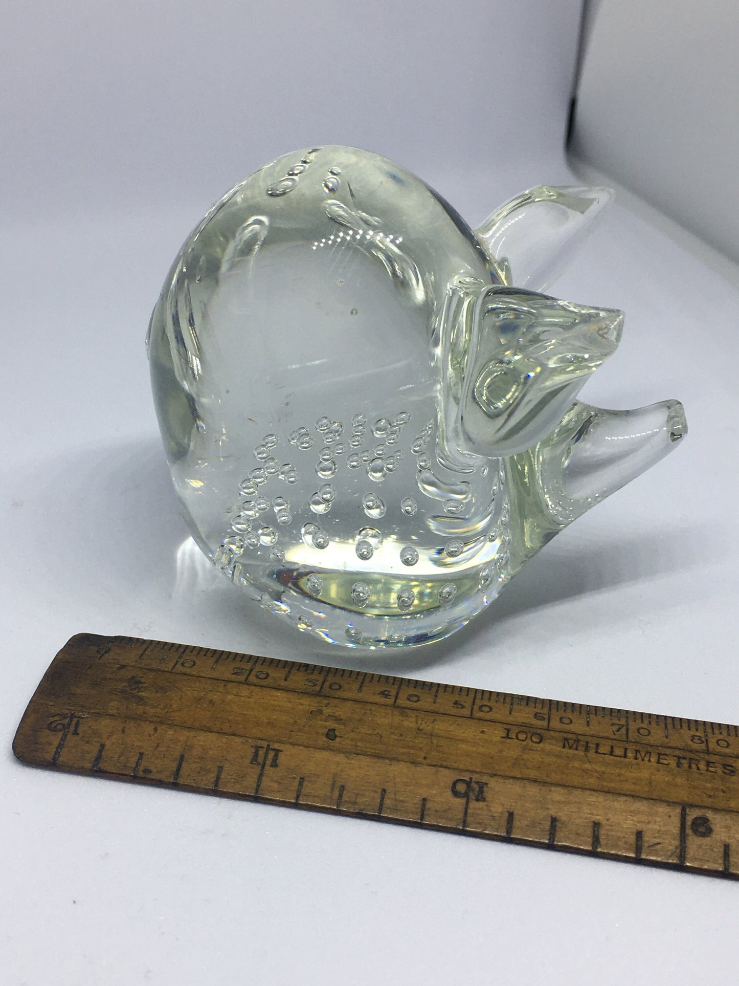 Handblown Glass Pig Figurine. Bullicante. Pig paperweight