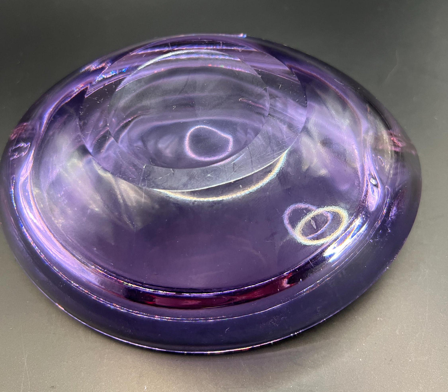 Vintage neodymium alexandrite glass ashtray.