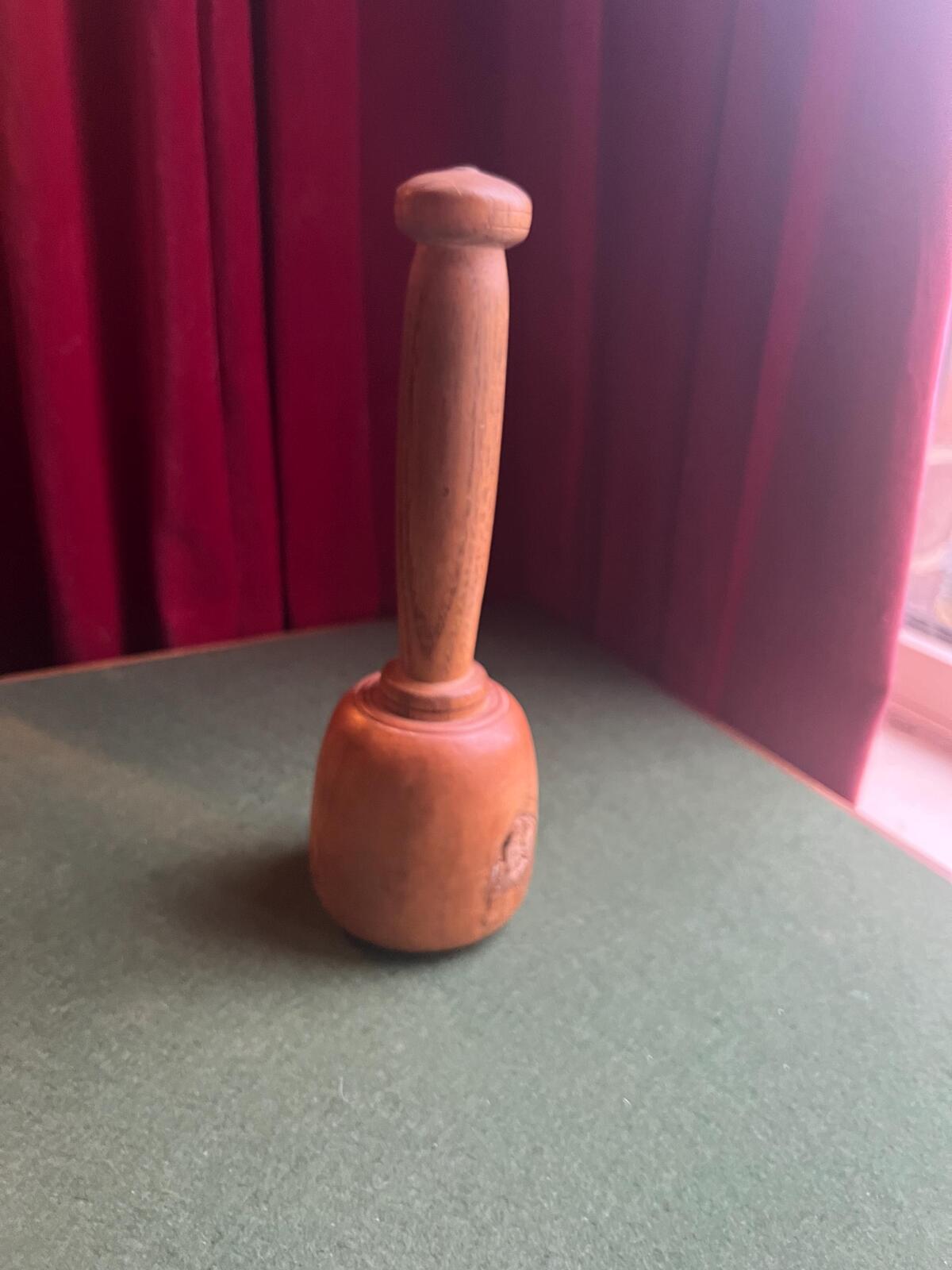 Antique vintage wooden woodworkers mallet. Sculptors carving tool.