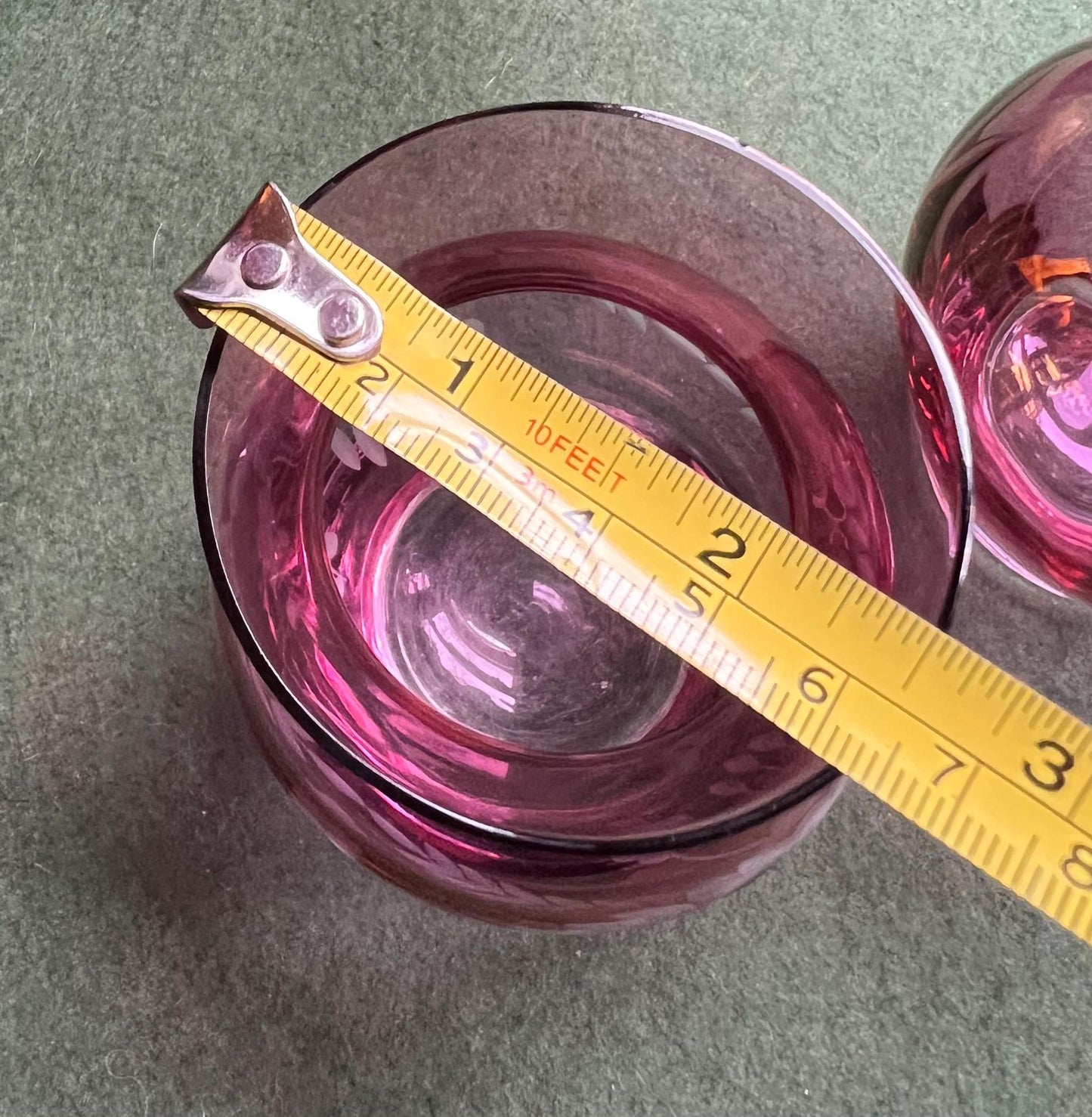 Cranberry glass posy vase. Bohemian crystal pink glass vase. Etched pink bud vase. Pink posy vase. Original sticker. Bohemian Glass crystal.