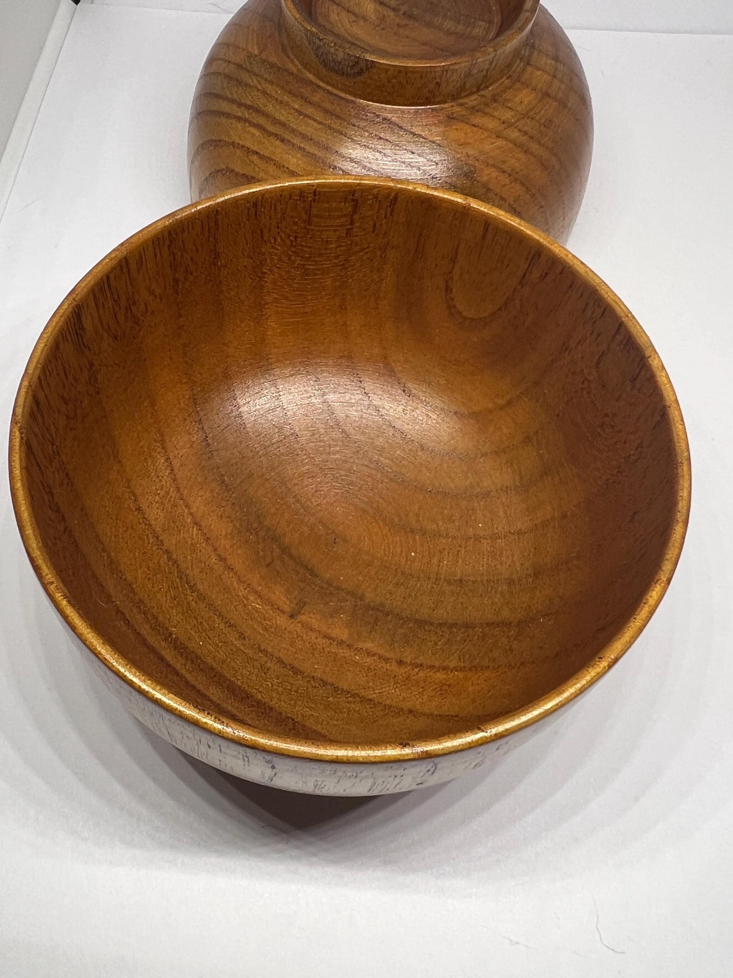 Vintage turned wood footed serving bowls.