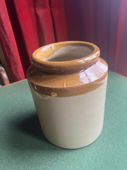 Vintage Salt glaze stoneware kitchen storage utensil pot. Retro Farmhouse kitchen decor. Cottage kitchen food storage.