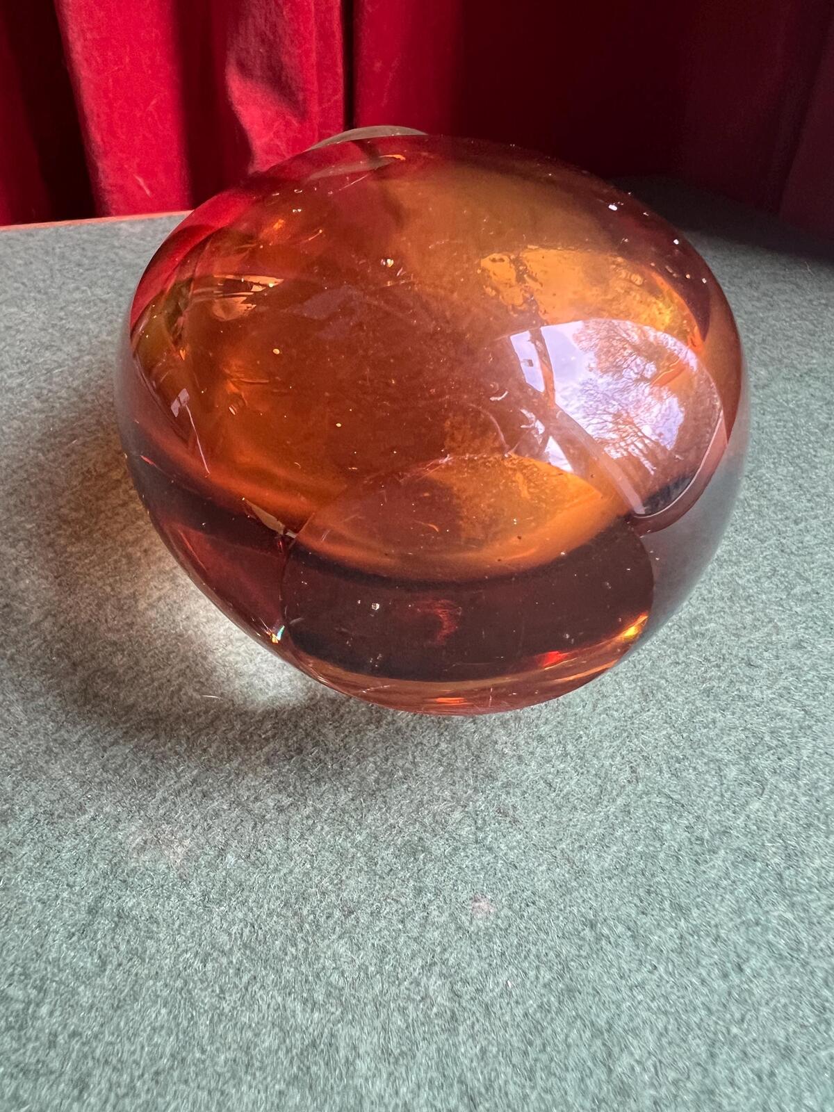 Vintage Sommerso amber and clear glass Murano style fishtail vase.