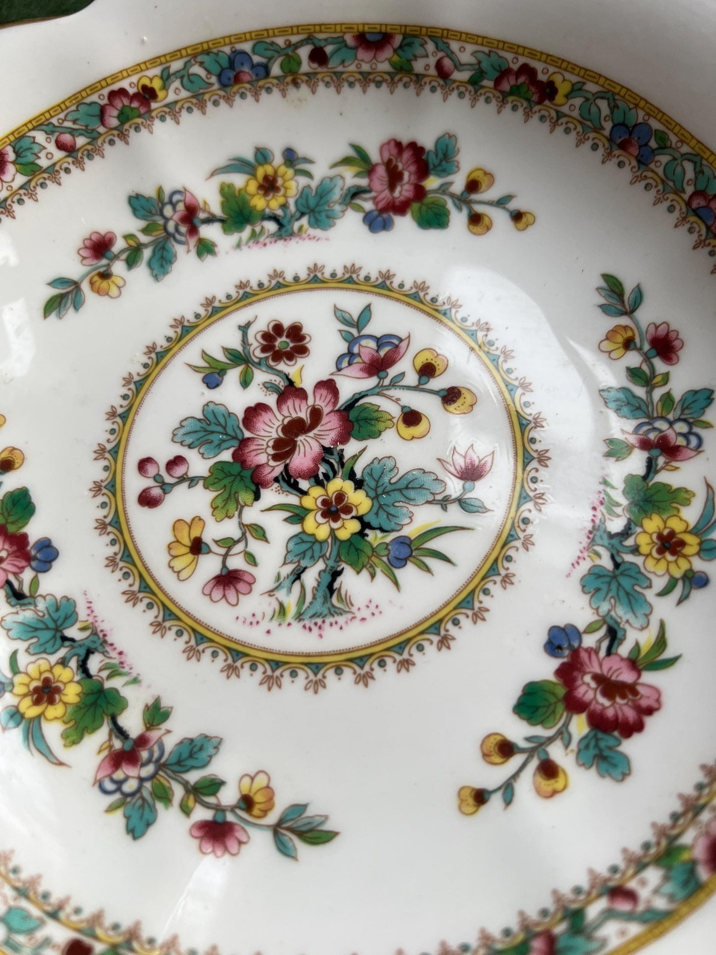 Coal Port 2 handled decorative serving bowl. Floral pattern console bowl. Stamped Ming Rose. Fine bone china lovers gift.