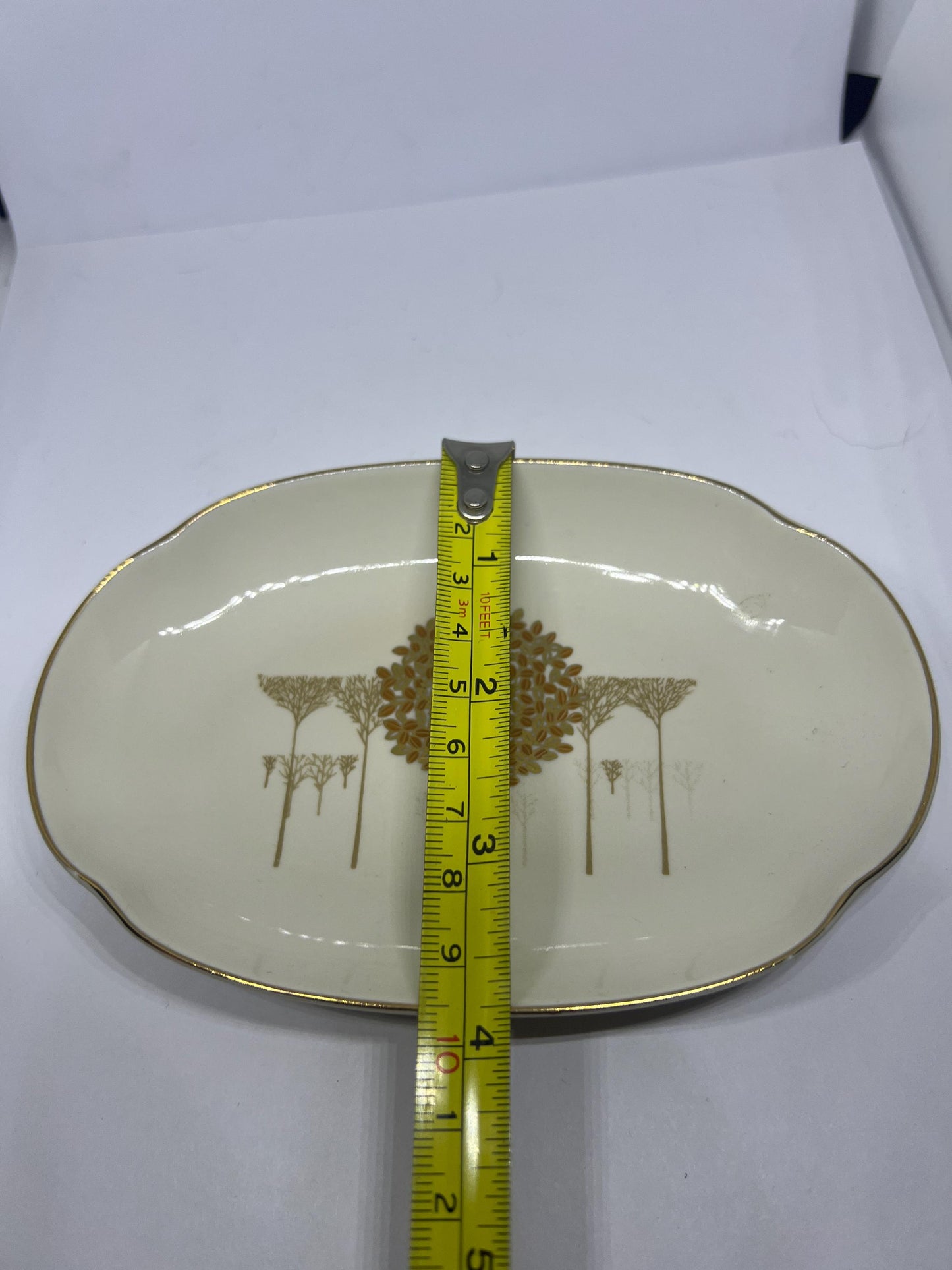 Ceramic trinket dish Golden Mist design Japan.