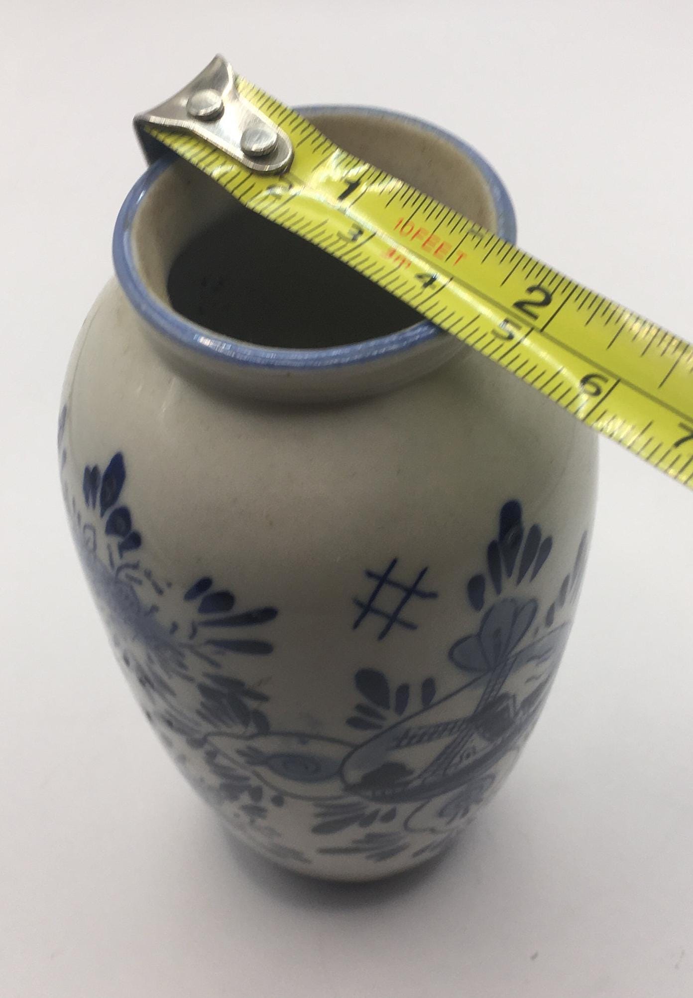 Delft Ware posy bud vase  Windmill and floral decoration Holland pottery