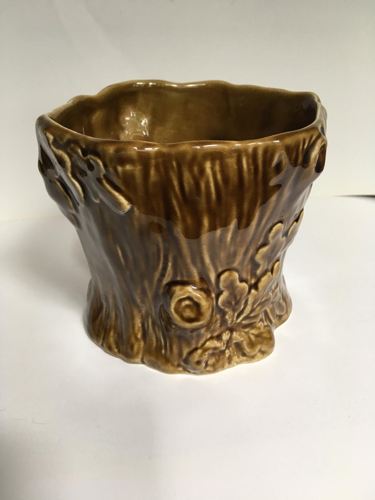 Vintage Sylvac Tree stump planter with fawn. 4287 with original sticker. Quirky vase utensil holder for a vintage kitchen.