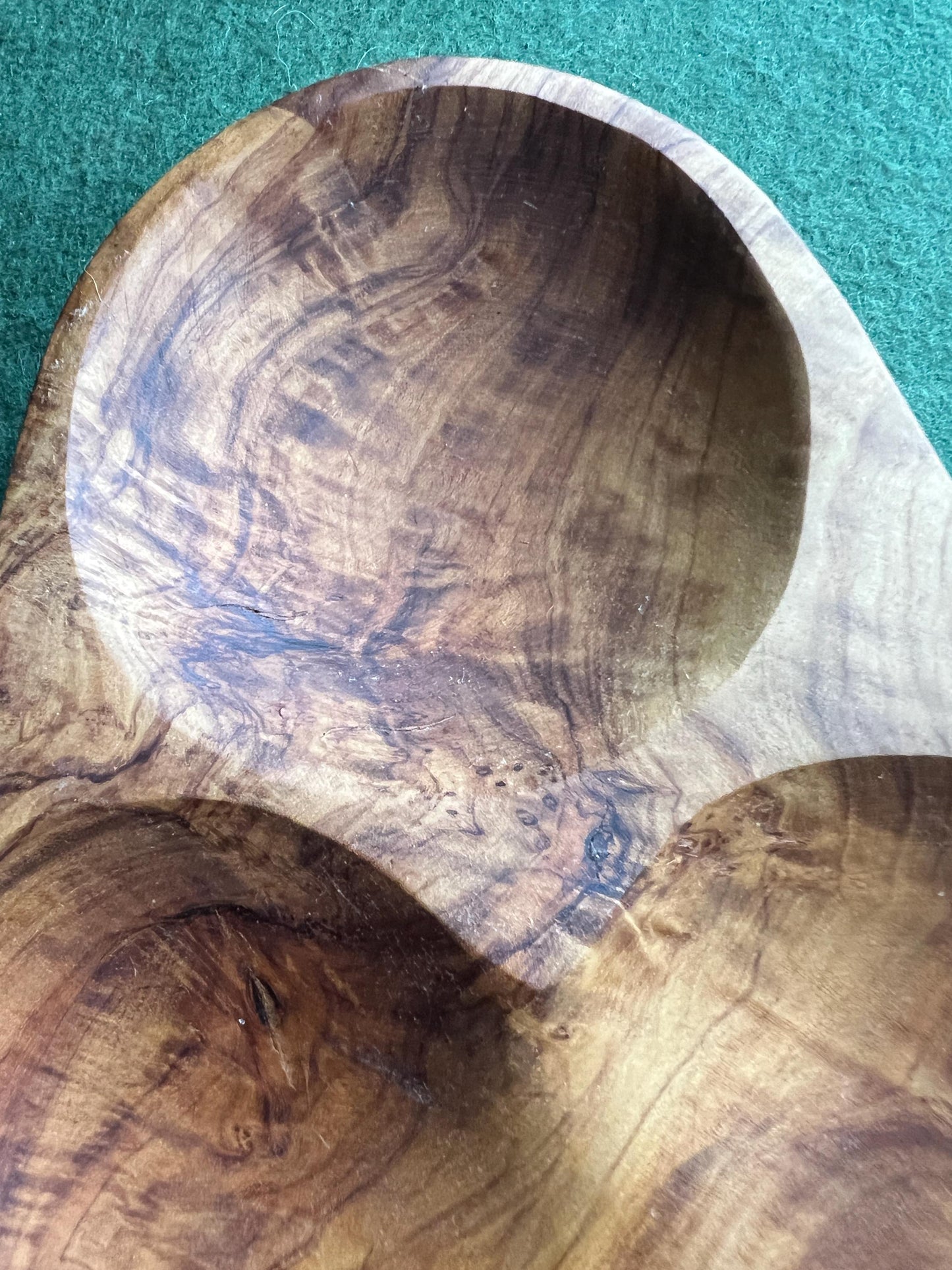 Hand carved wooden 2 part serving bowl. Olive wood snack bowl titbits tray.