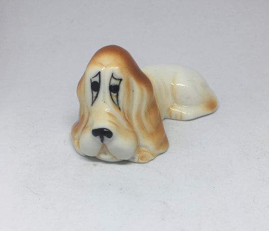 Sad ceramic Basset Hound Bloodhound Hound dog figurine