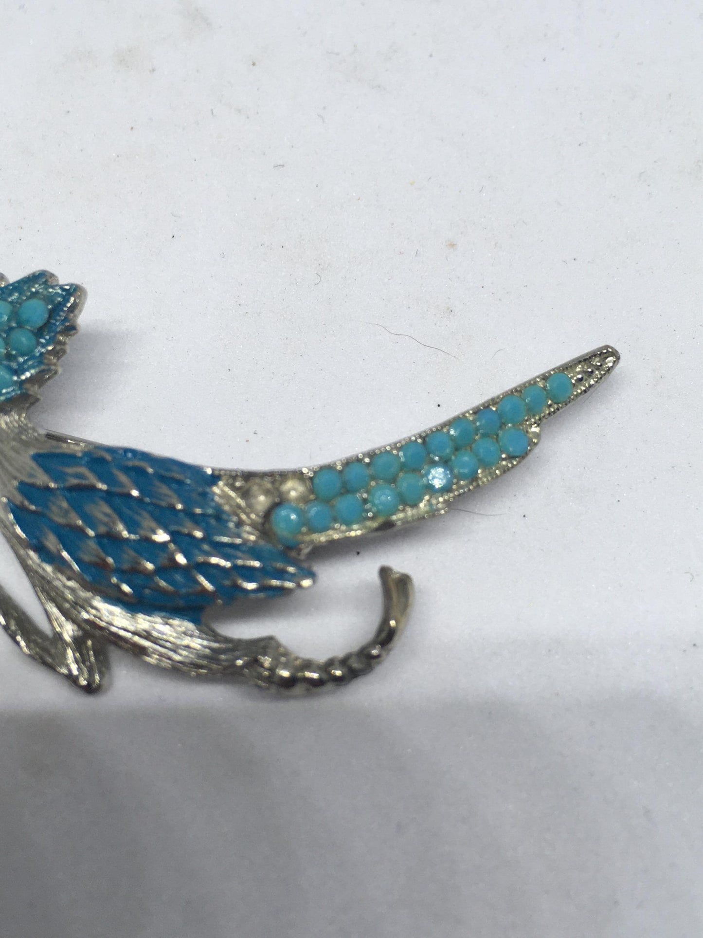 1960s Vintage Rhinestone Road Runner lapel pin. Bird lover costume jewellery. AS IS