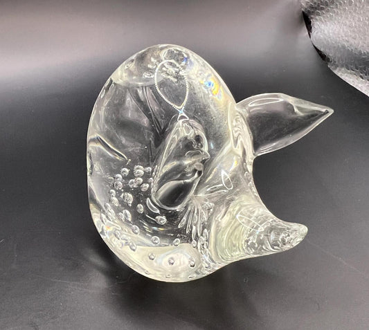Handblown Glass Pig Figurine. Bullicante. Pig paperweight