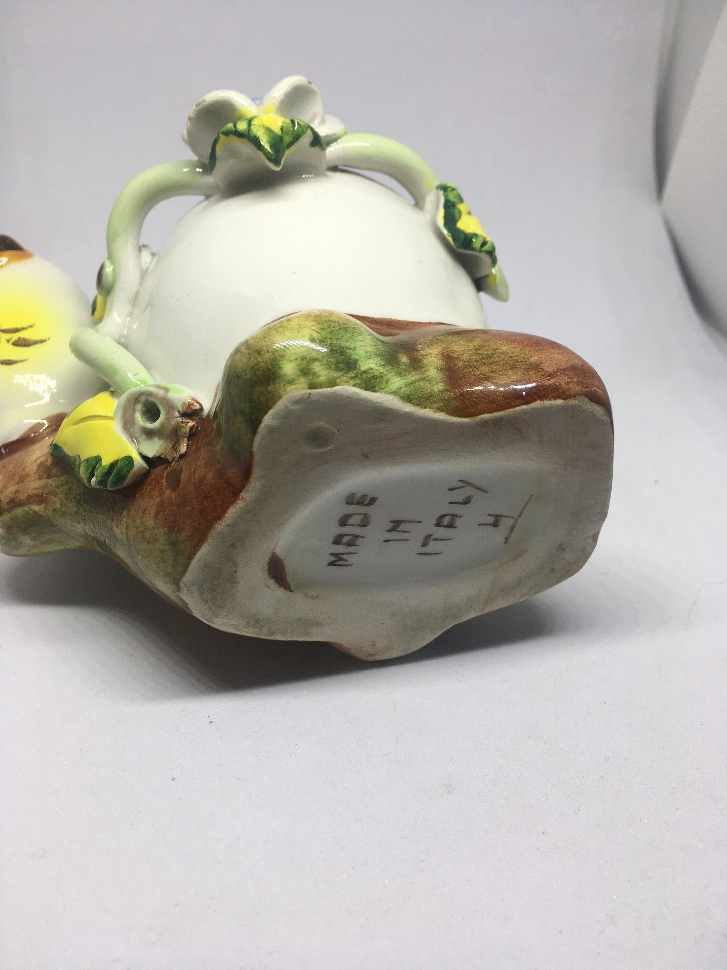 Ceramic chick and egg plant pot. Made in Italy.
