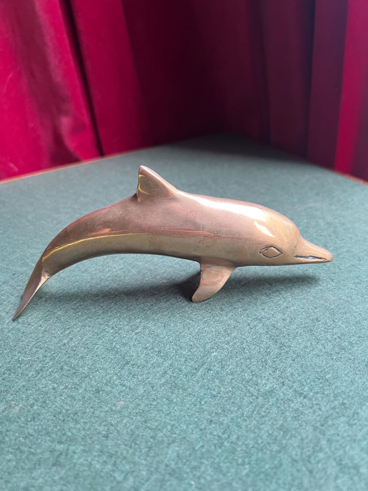 Vintage brass Dolphin figurine sculpture.