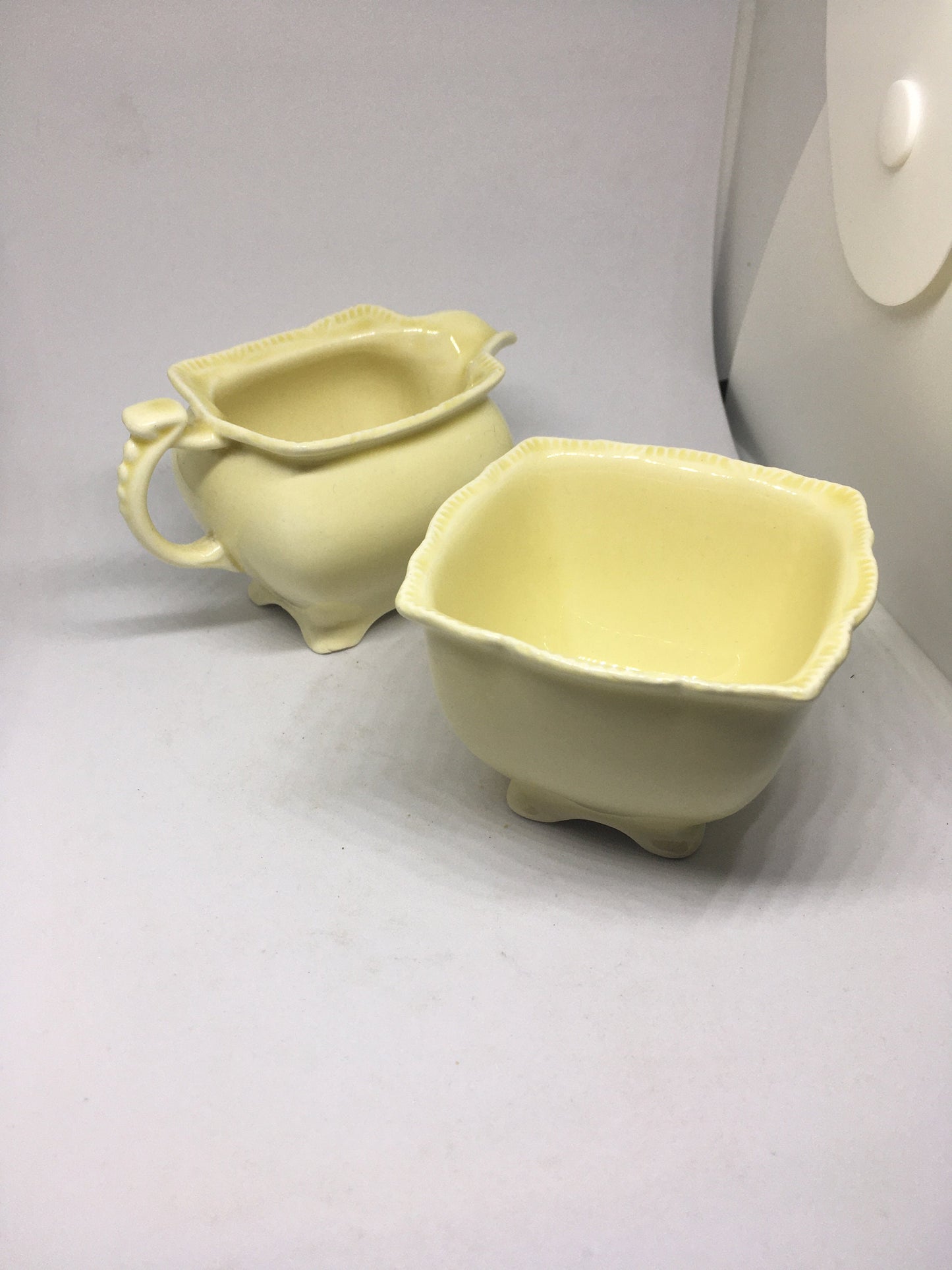 Sugar bowl and milk jug. Cream glazed Royal Winton Grimwades. Made in England.