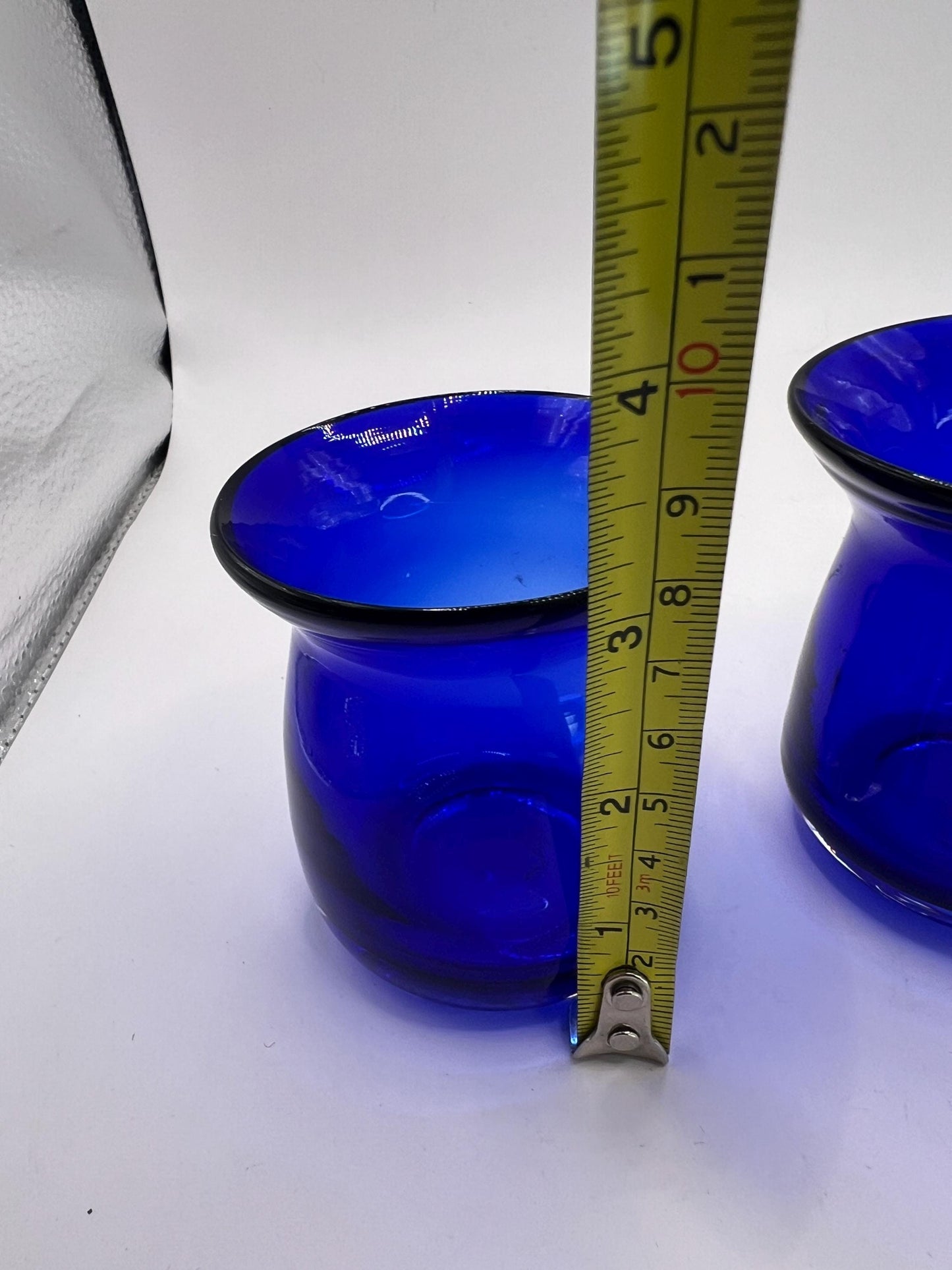 Hand blown cobalt blue studio glass bud posy vases.Scandinavian glass
