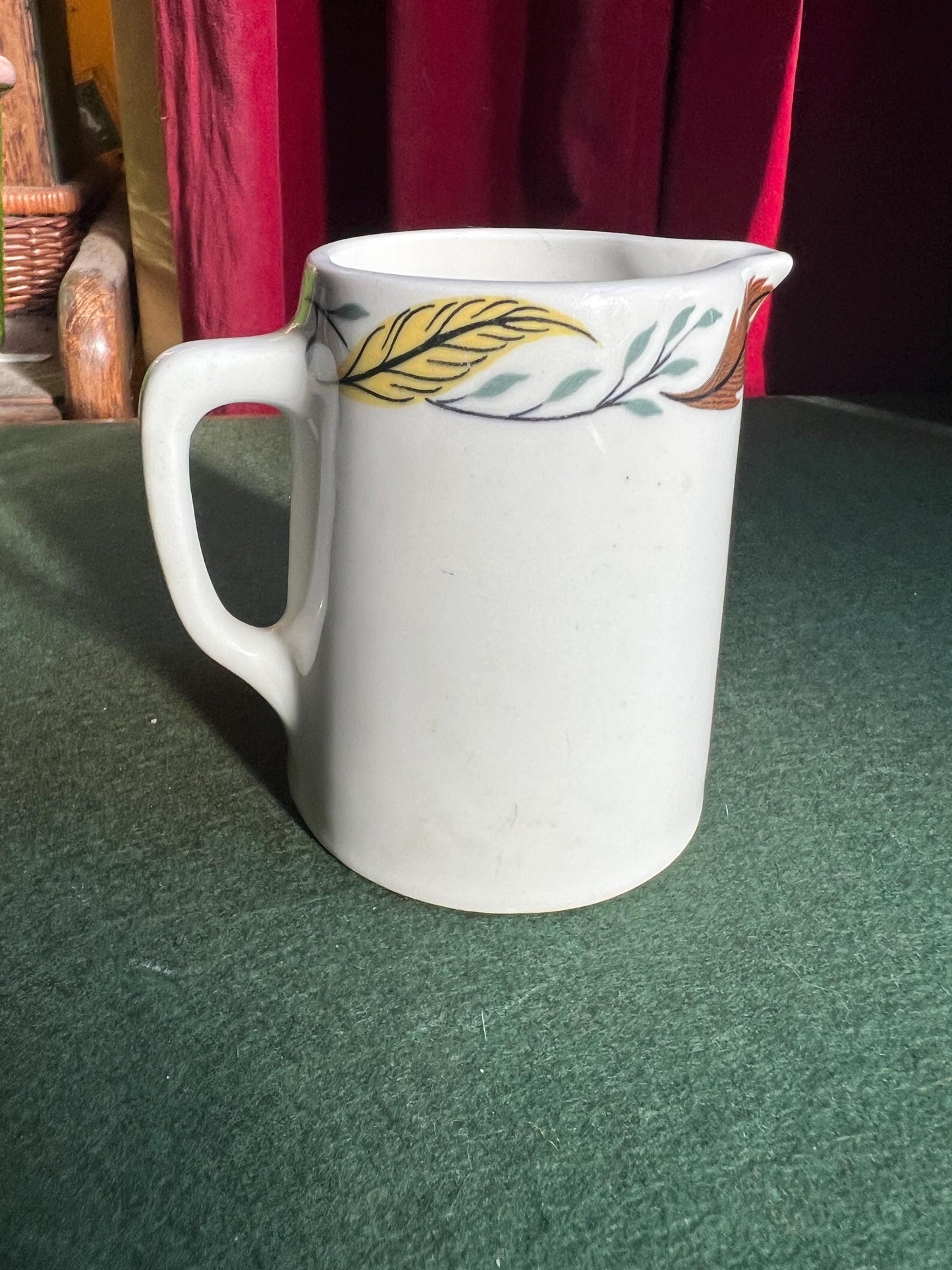 Vintage milk jug. Leaf design Stamped Dudson Brothers Vitrified Hotel ware.
