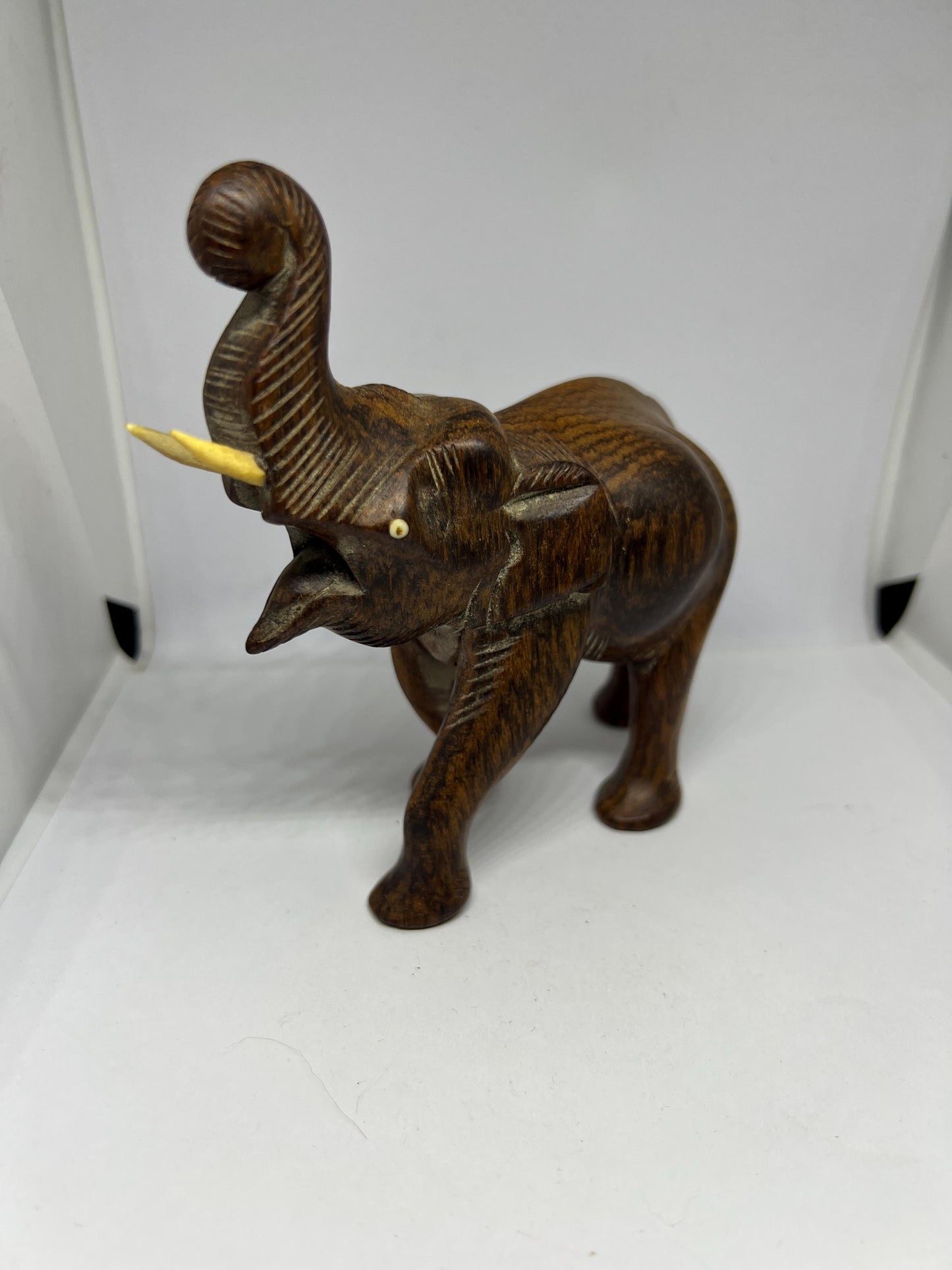 Hand carved Ironwood elephant sculpture.