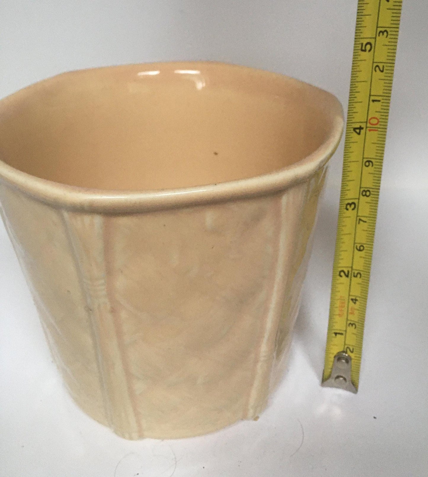 Vintage Peach Bamboo pattern planter. Churchill England.