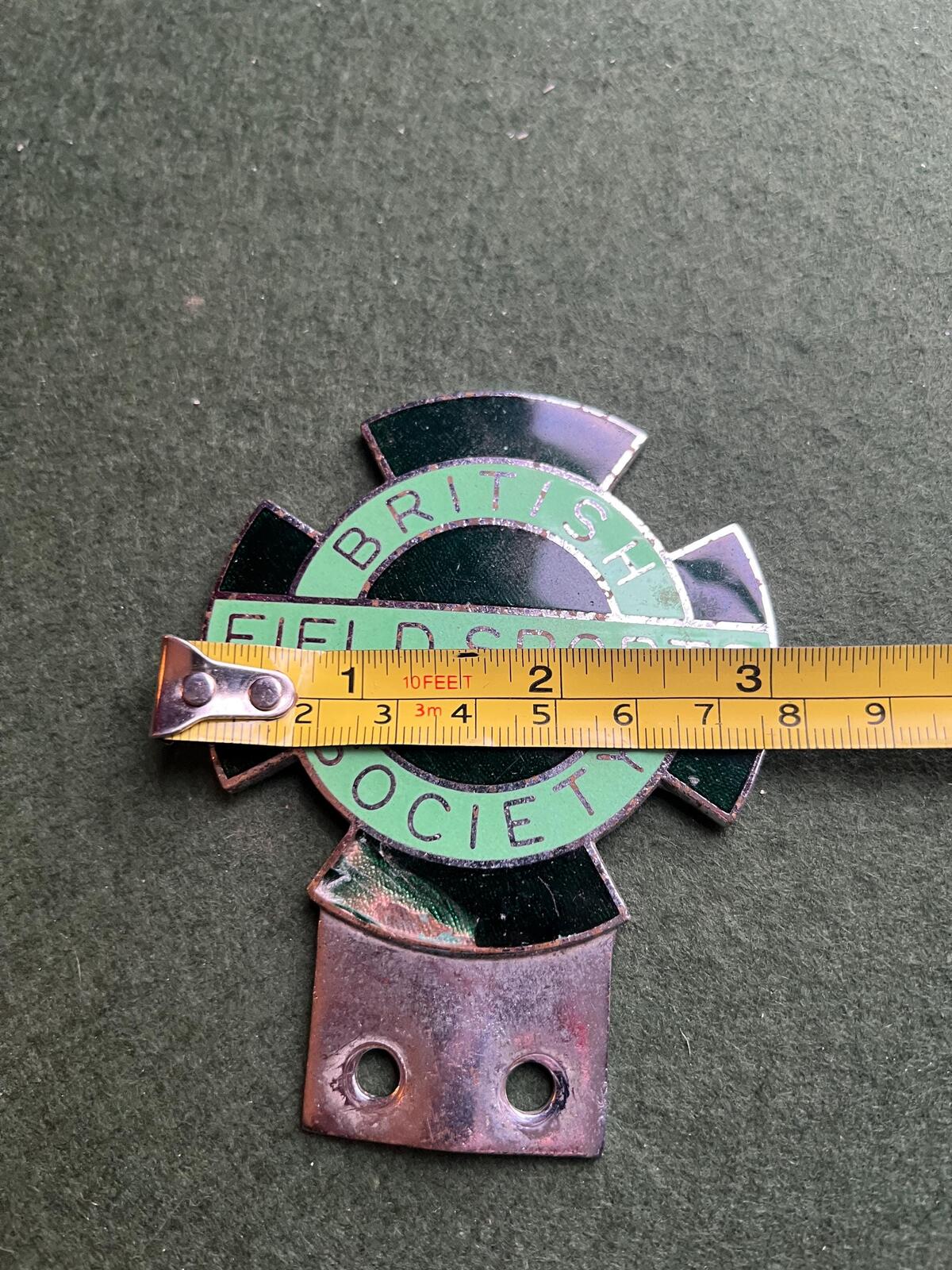 Vintage British Field Sports Society enamel car badge.