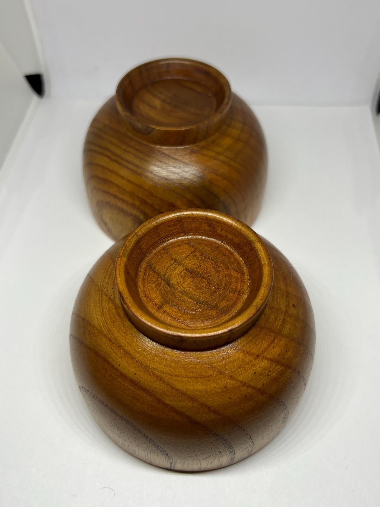 Vintage turned wood footed serving bowls.