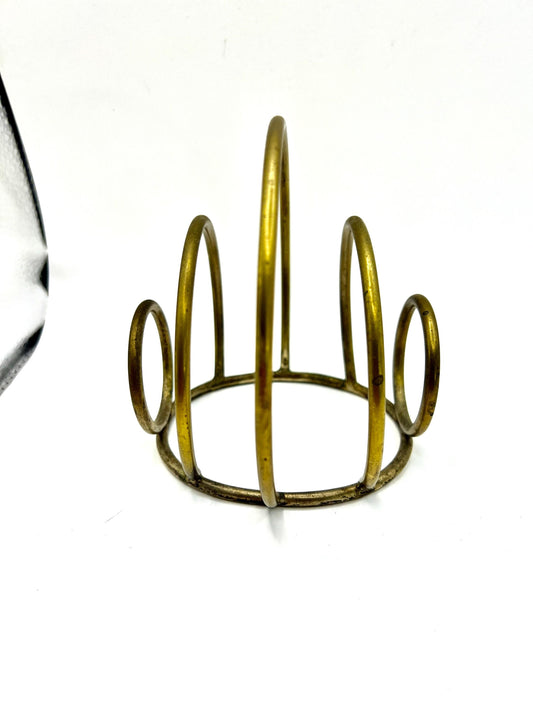 Unusual brass letter holder. Circular design vintage brass napkin holder toast rack.