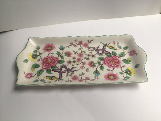 Beautiful Old Foley vintage sandwich plate in "Chinese Rose" design. James Kent Ltd